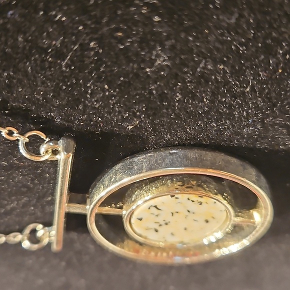 Silvertone & Stone Pendant On Silvertone 28"L Necklace - Picture 3 of 7